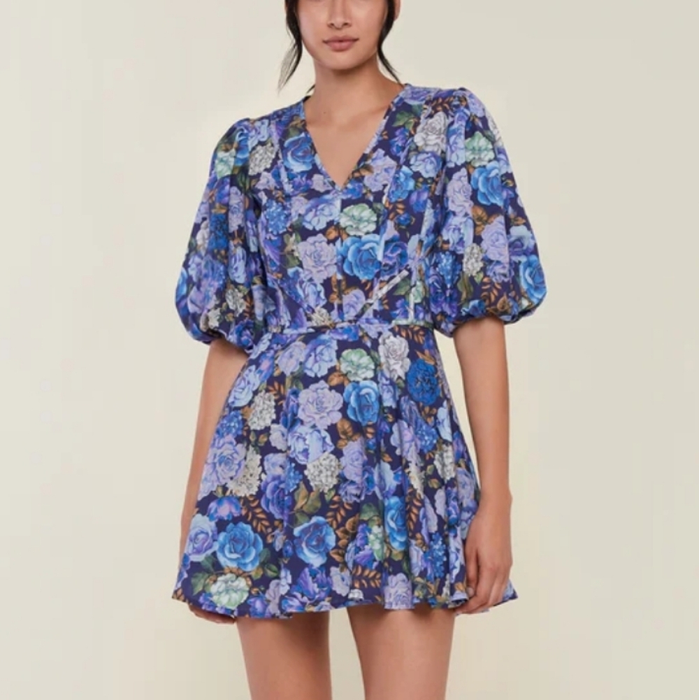 New!Rachel Parcell V-Neck Puff Sleeve Mini Dress - Picture 2 of 14